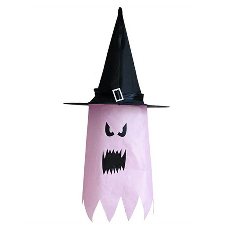 LED Light Ghost Windsock Halloween Decor Garden Decor Props Party Home Hanging - Pink