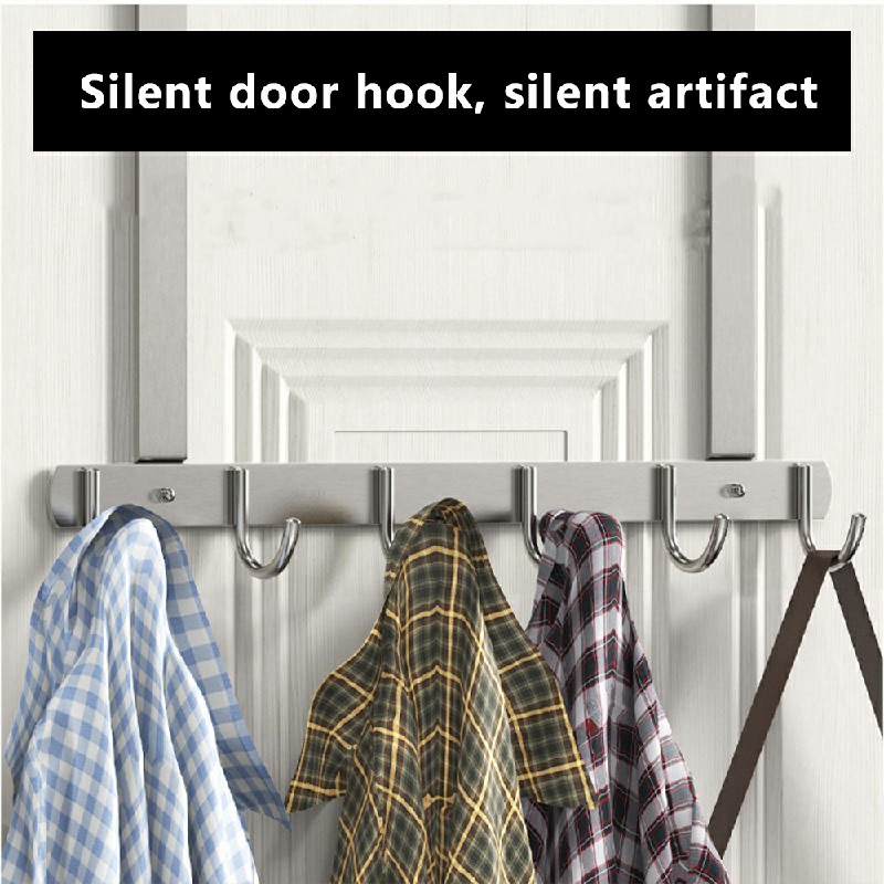 Long Over The Door Hooks Stainless Steel Towel Rack Hooks - 6 Hooks