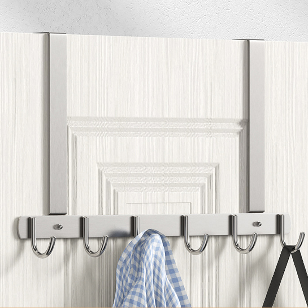 Long Over The Door Hooks Stainless Steel Towel Rack Hooks - 7 Hooks