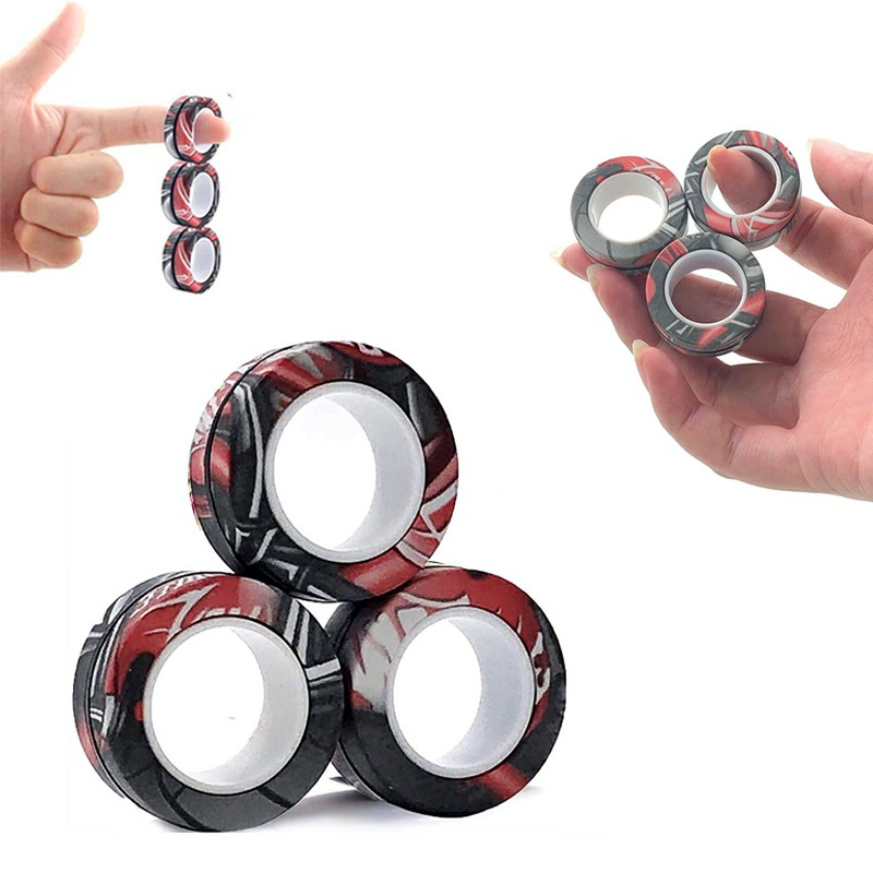 Magnetic Bracelet Ring Unzip Magical Ring Props Tools Decompression products Anti-Stress - Black Camouflage