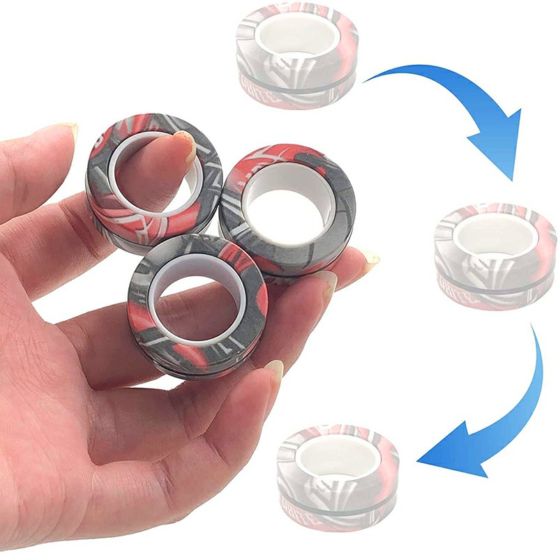 Magnetic Bracelet Ring Unzip Magical Ring Props Tools Decompression products Anti-Stress - Black Camouflage