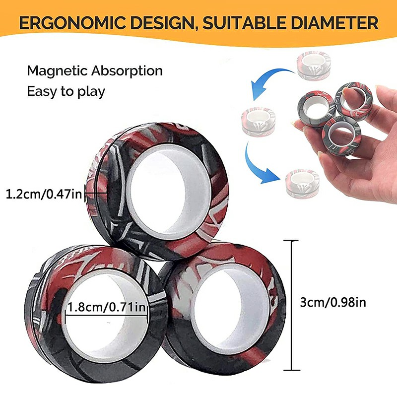 Magnetic Bracelet Ring Unzip Magical Ring Props Tools Decompression products Anti-Stress - Black Camouflage