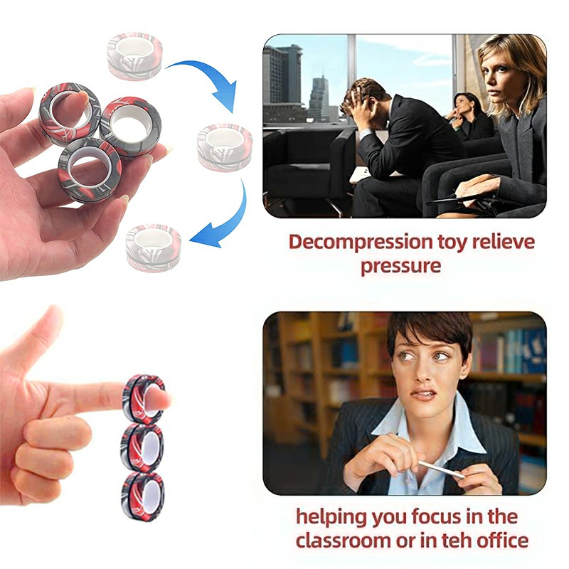 Magnetic Bracelet Ring Unzip Magical Ring Props Tools Decompression products Anti-Stress - Black Camouflage