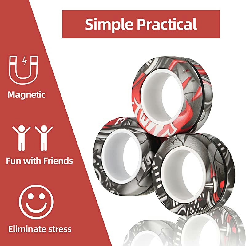 Magnetic Bracelet Ring Unzip Magical Ring Props Tools Decompression products Anti-Stress - Black Camouflage