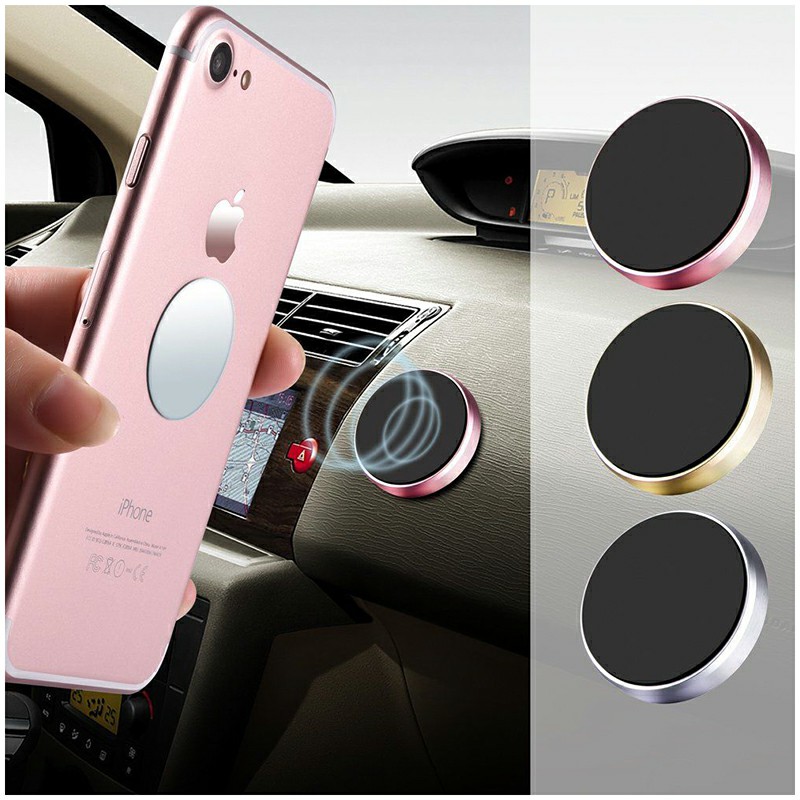 Magnetic Metal Car Dashboard Mount Universal Phone GPS Holder Stand - Golden