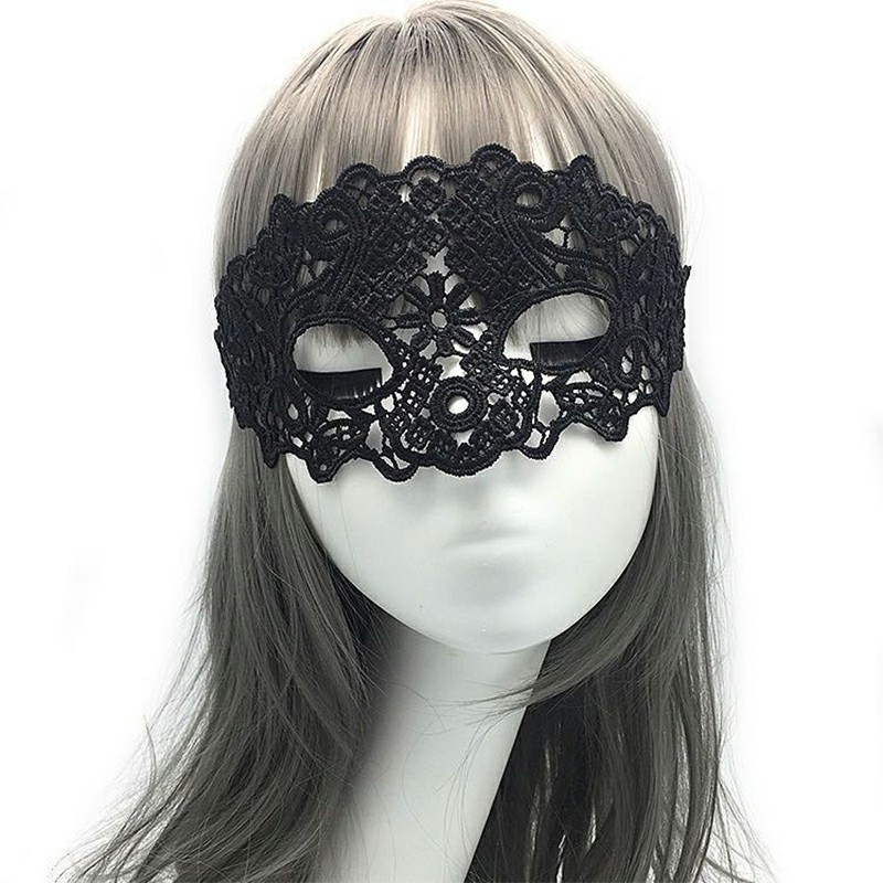Masquerade Costume Mask Half Face Lace Masks Party Accessories - Black