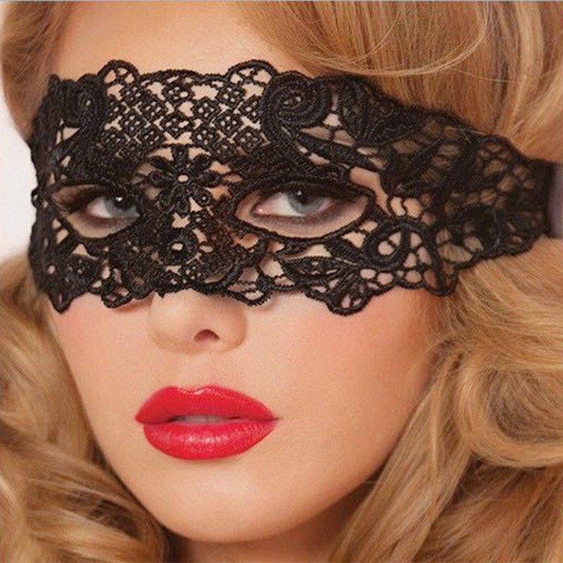 Masquerade Costume Mask Half Face Lace Masks Party Accessories - Black