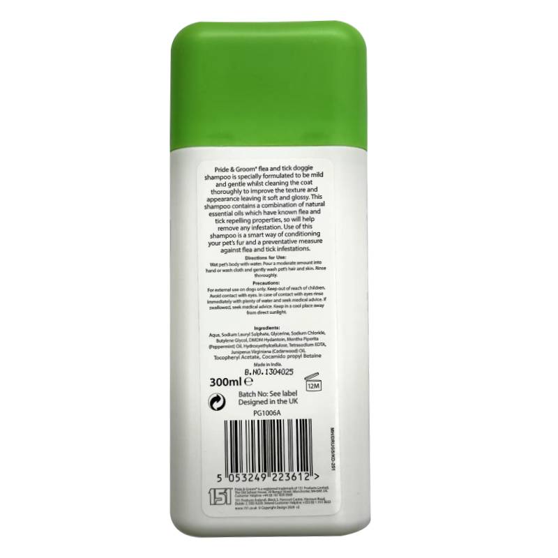 Medicated Dog Shampoo Prevent Flea and Tick Pride & Groom Mild Formulation Shampoo 300ml