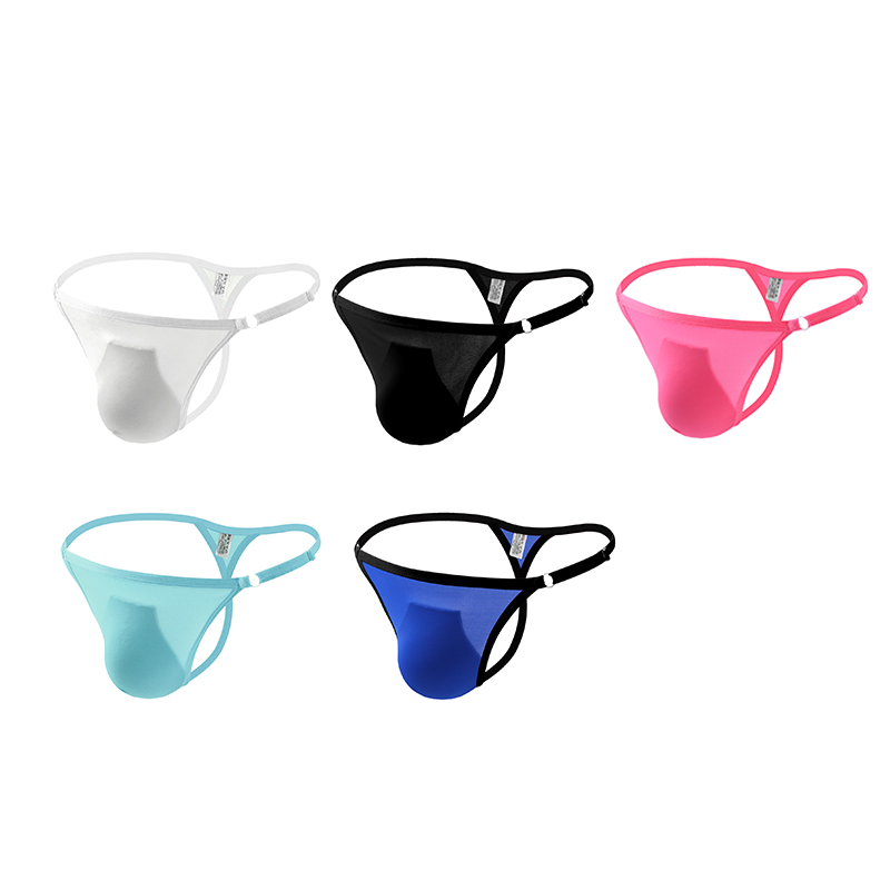 Mens Comfortable T-Back Bikini Briefs and Thongs Translucent G-String Underwear - Pink