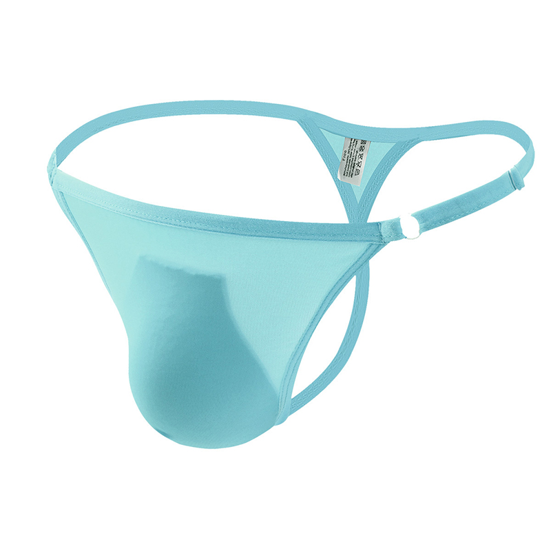 Mens Comfortable T-Back Bikini Briefs and Thongs Translucent G-String Underwear - White