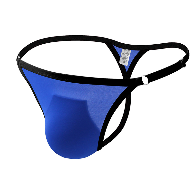 Mens Comfortable T-Back Bikini Briefs and Thongs Translucent G-String Underwear - White