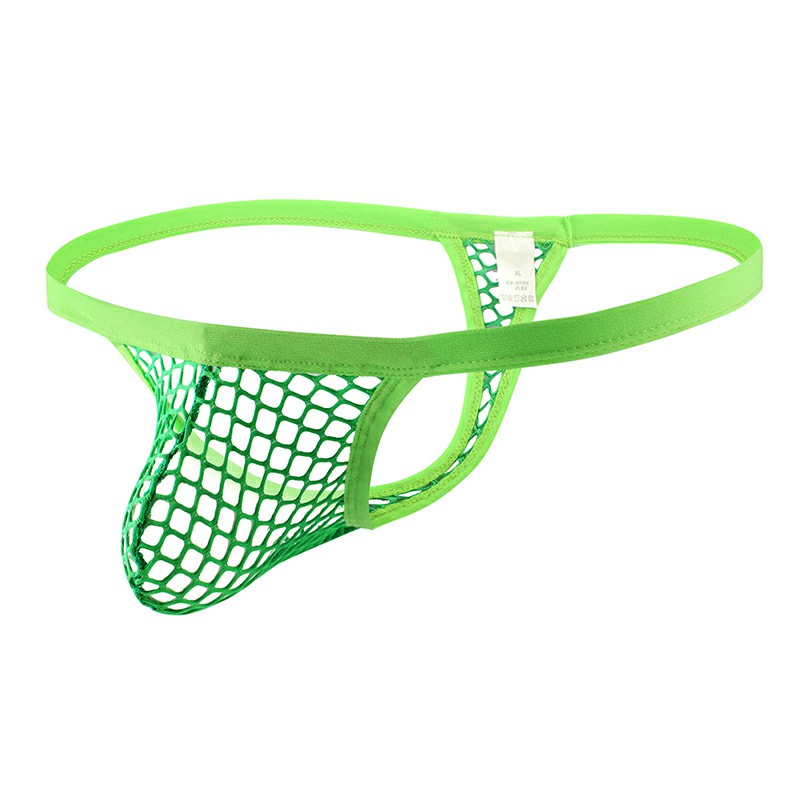 Mens Mini Fishnet G-String Thong T-Back - Green 2XL