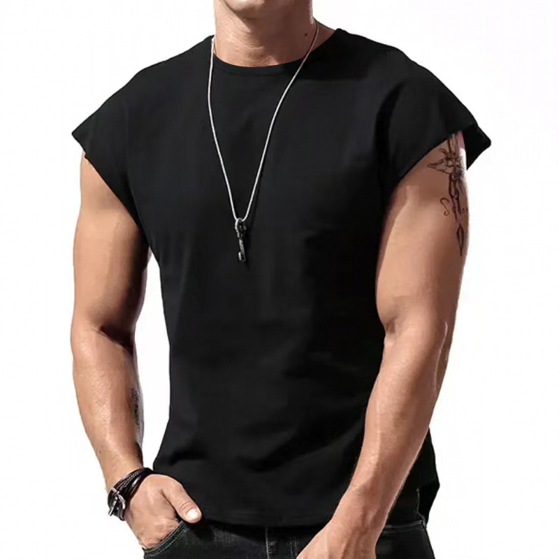 Mens Vest Tops Sleeveless Shirts T-Shirt Oversized Tee for Summer Gym Sports - Black Size XL