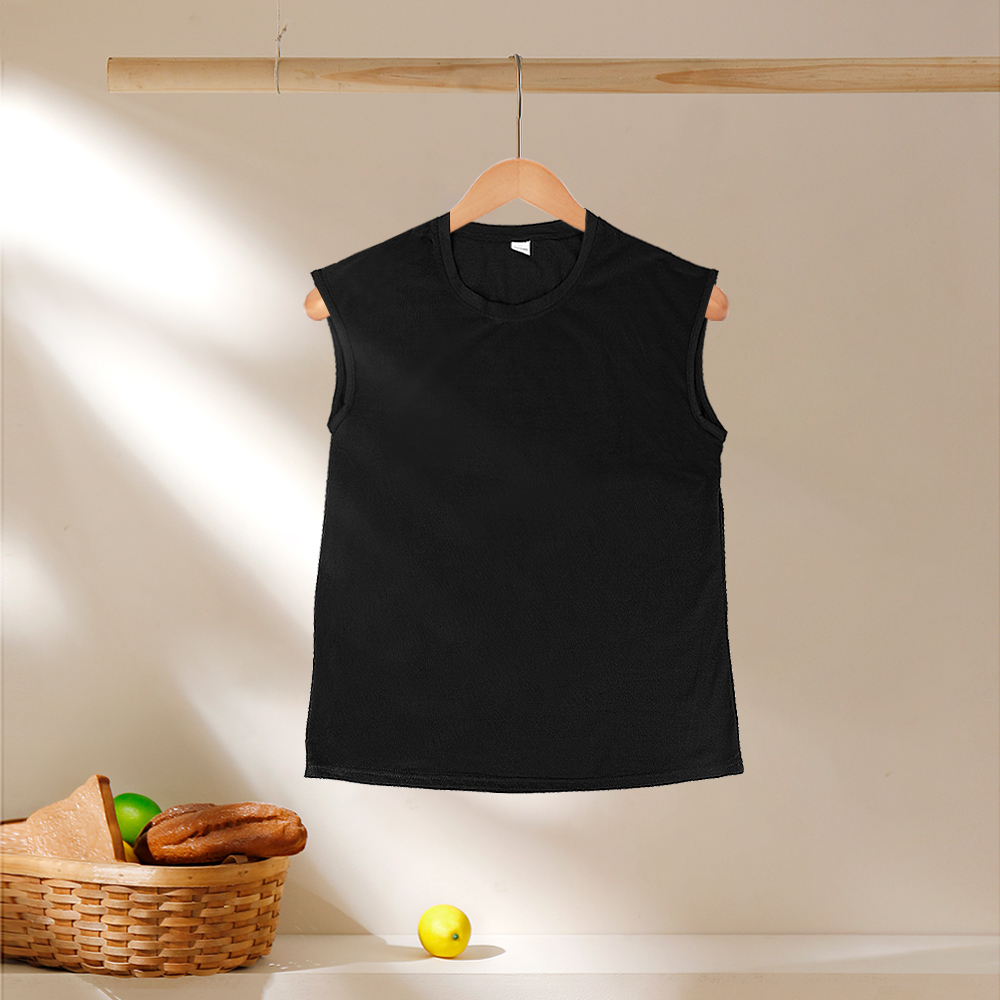 Mens Vest Tops Sleeveless Shirts T-Shirt Oversized Tee for Summer Gym Sports - Black Size XL