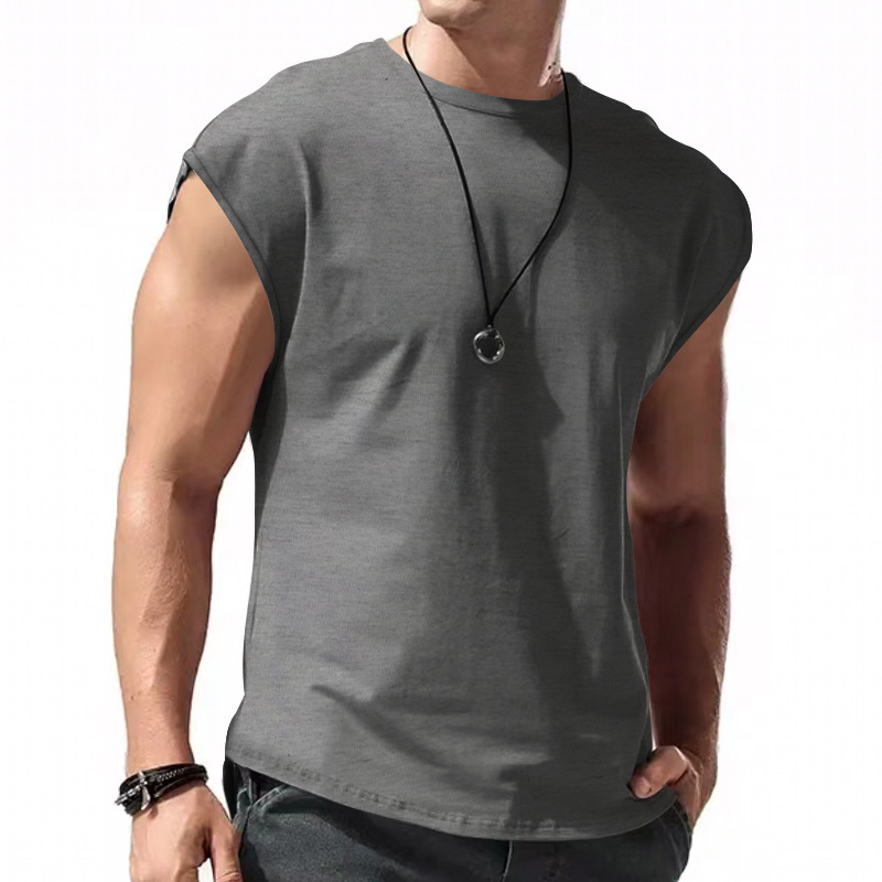 Mens Vest Tops Sleeveless Shirts T-Shirt Oversized Tee for Summer Gym Sports - Grey Size 3XL