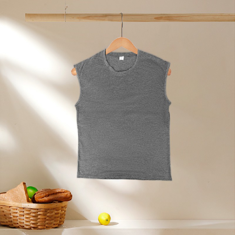 Mens Vest Tops Sleeveless Shirts T-Shirt Oversized Tee for Summer Gym Sports - Grey Size 3XL