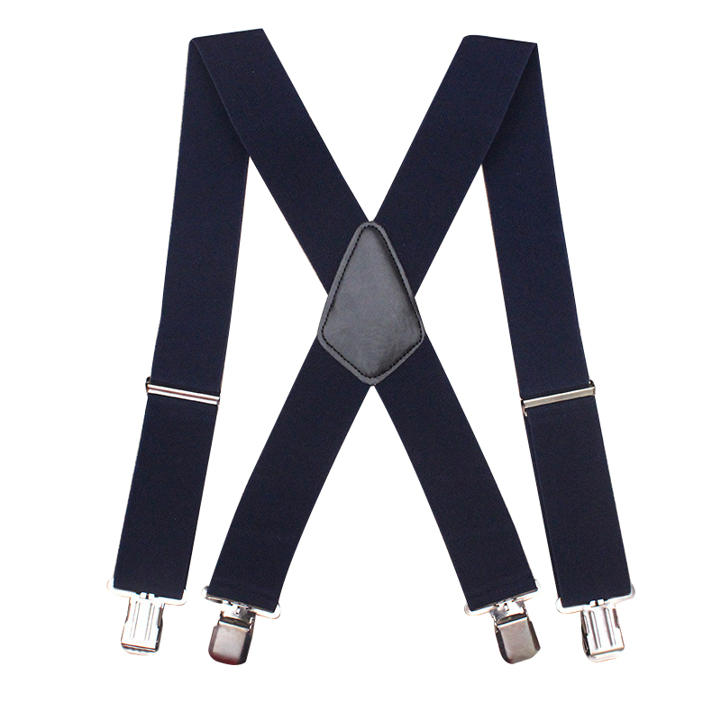 Mens X Shape Braces Adjustable and Elastic Suspenders 50MM WIDTH - Deep Blue