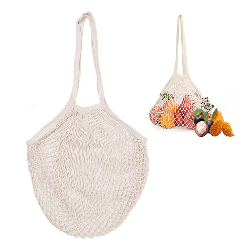 Mesh Net Bag String Shopping Bag Reusable Fruit Vegetables Storage Handbag - White
