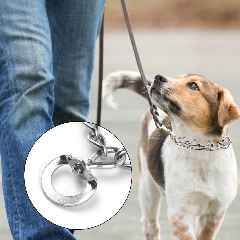 Metal Steel Chain Dog Training Prong Pinch Adjustable Choke Spike Collar - 4mmx60cm