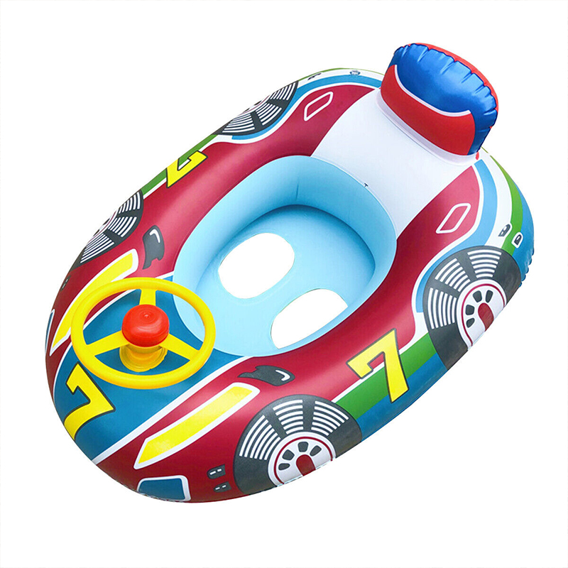 Mini Inflatable Car Swimming Ring Pool Float Seat Water Boat for Little Guys - Blue