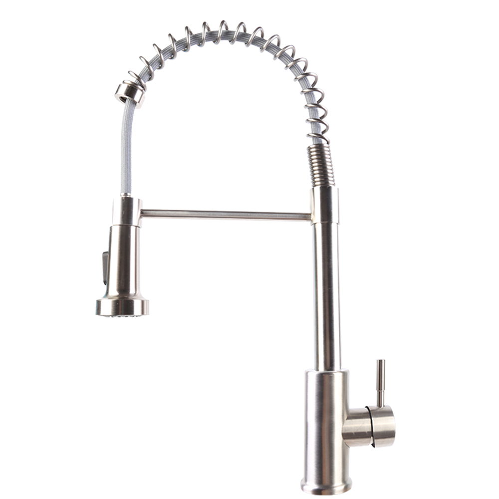 Monobloc Kitchen Sink Mixer Tap with Pull Out Hose Sprayer Single Lever - Black