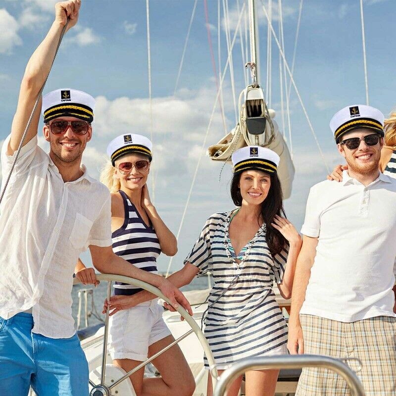 Navy Cap Sailor Cap for Men Women Captains Dressing up Party - Red