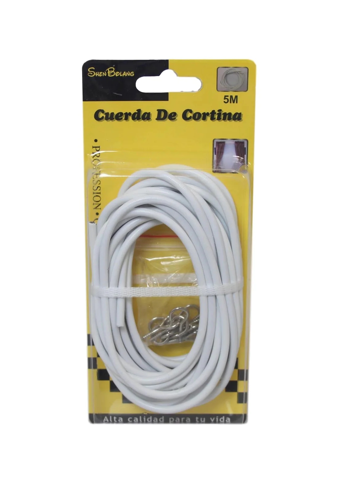 Net Curtain Wire Window Cord Cable with Hooks for Indoor Outdoor 5m - White