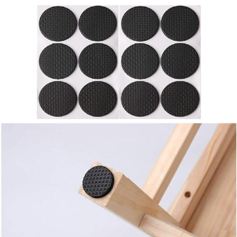 Non Slip Self Adhesive Floor Protectors Chair Leg Pads Table Rubber Feet Pads - Round 12 pcs
