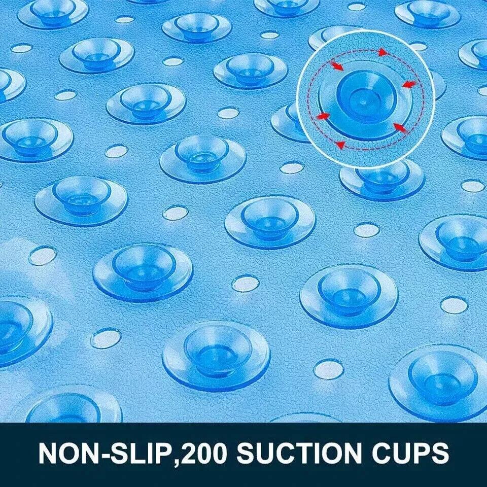 Non Slip Shower Mat Strong Suction Anti-Mold Rubber Mat 40x100cm - Blue