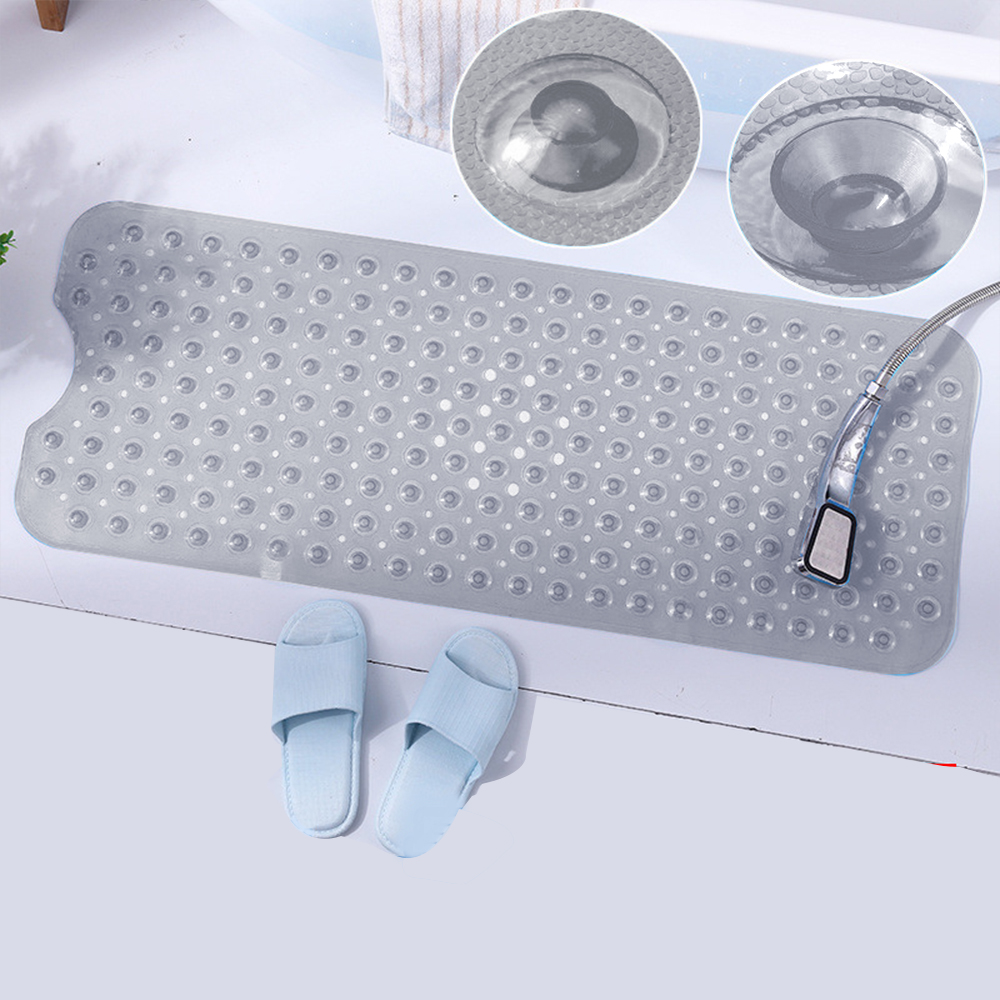 Non Slip Shower Mat Strong Suction Anti-Mold Rubber Mat 40x100cm - Grey