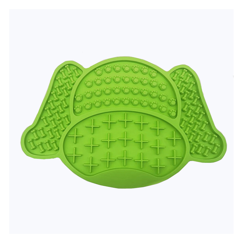 Non-Slip Silicone Dog Lick Pad Pet Food Feeder Bowl Puppy Cat Lick Mat Healthy - Green
