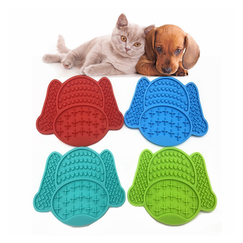 Non-Slip Silicone Dog Lick Pad Pet Food Feeder Bowl Puppy Cat Lick Mat Healthy - Green