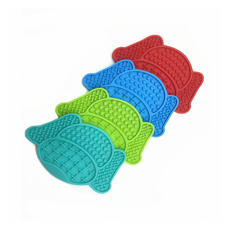 Non-Slip Silicone Dog Lick Pad Pet Food Feeder Bowl Puppy Cat Lick Mat Healthy - Green