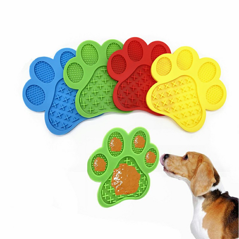 Non-Slip Silicone Dog Lick Pad Pet Food Feeder Bowl Puppy Cat Lick Mat Healthy - Yellow