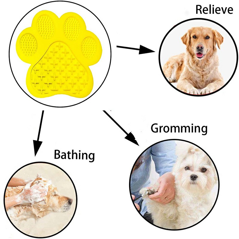 Non-Slip Silicone Dog Lick Pad Pet Food Feeder Bowl Puppy Cat Lick Mat Healthy - Yellow