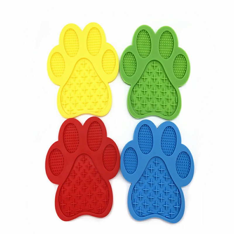 Non-Slip Silicone Dog Lick Pad Pet Food Feeder Bowl Puppy Cat Lick Mat Healthy - Yellow