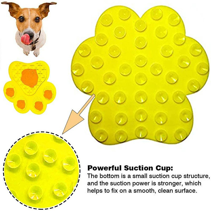Non-Slip Silicone Dog Lick Pad Pet Food Feeder Bowl Puppy Cat Lick Mat Healthy - Yellow