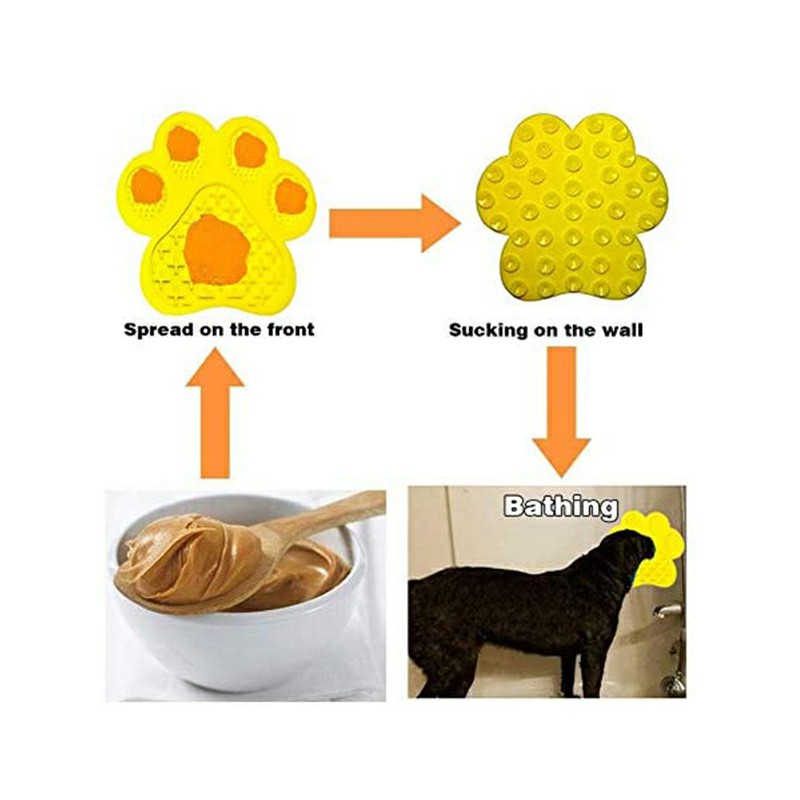 Non-Slip Silicone Dog Lick Pad Pet Food Feeder Bowl Puppy Cat Lick Mat Healthy - Yellow