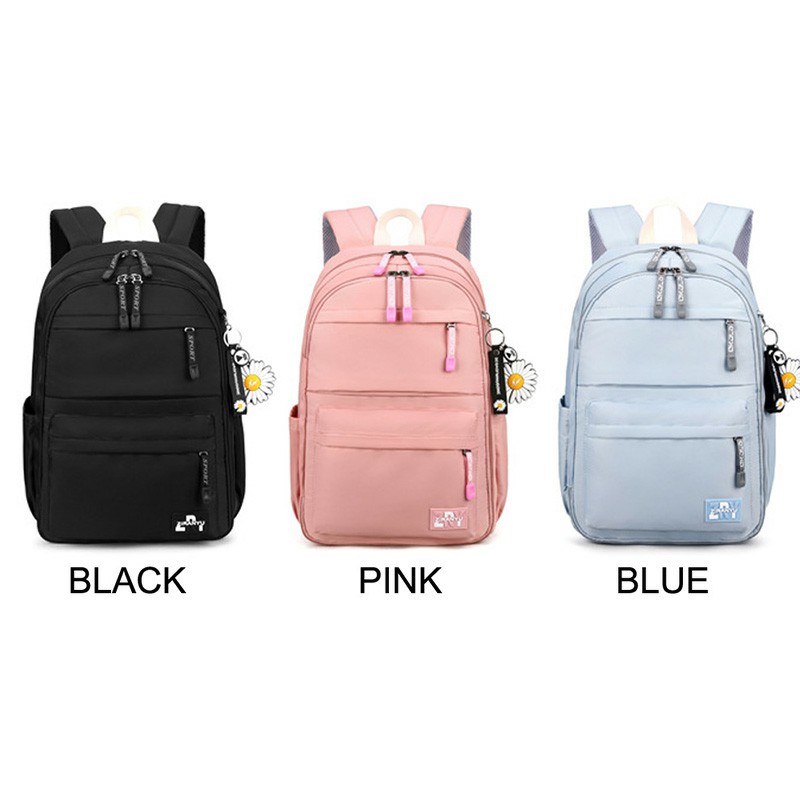 Nylon School Bags for Girls, Water Resistant Book Bags with Laptop Compartment Casual Baclpacks - Pink