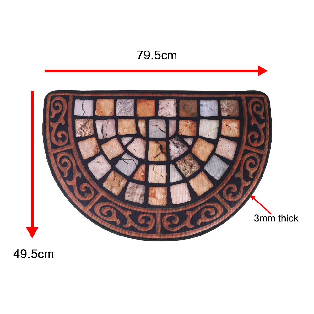 Outdoor Door Mat Slate Effect Half Moon Mat with Anti-slip Rubber Backing