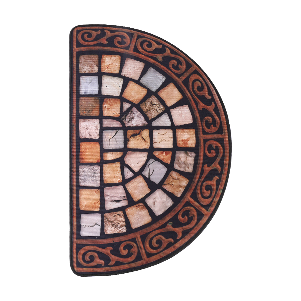 Outdoor Door Mat Slate Effect Half Moon Mat with Anti-slip Rubber Backing