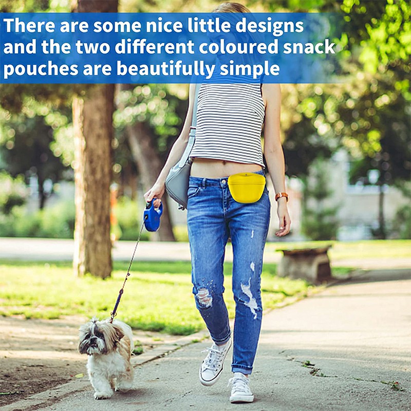 Outdoor Pet Dog Food Treat Snacks Bag Silicone Walking Dog Training Food Pockets Waist Storage Holder - Yellow