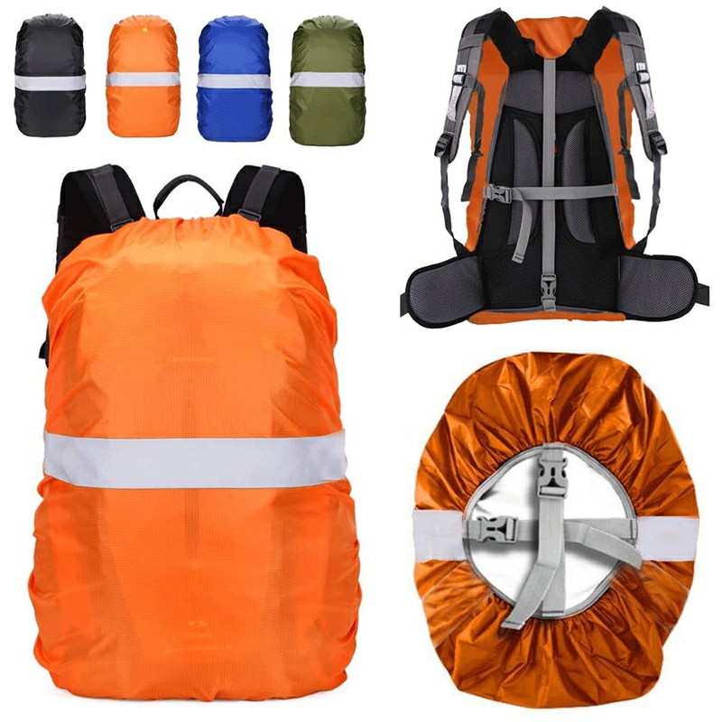Outdoor Reflective Function Waterproof Dustproof Backpack Rain Cover Shoulder Bag Cover Orange - S