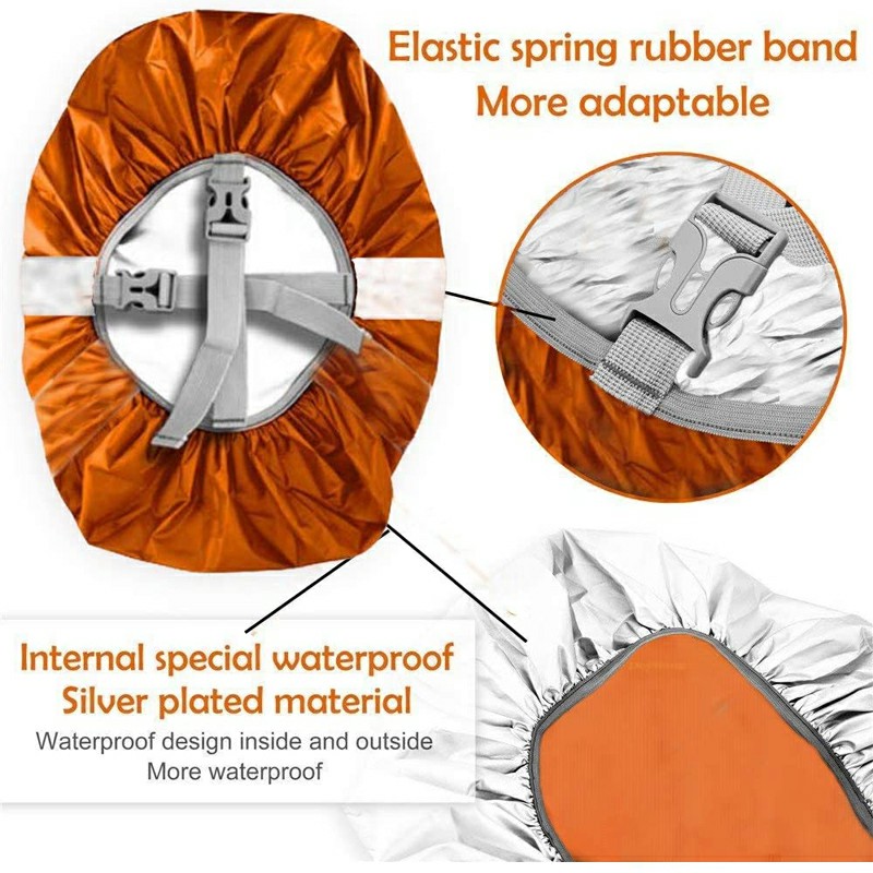 Outdoor Reflective Function Waterproof Dustproof Backpack Rain Cover Shoulder Bag Cover Orange - S