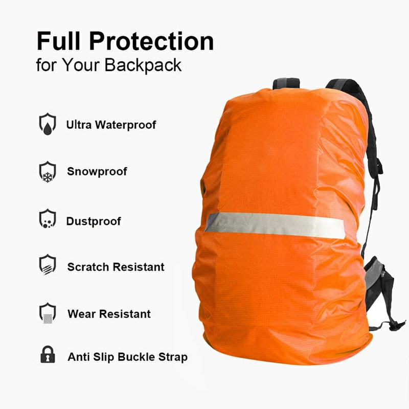 Outdoor Reflective Function Waterproof Dustproof Backpack Rain Cover Shoulder Bag Cover Orange - S