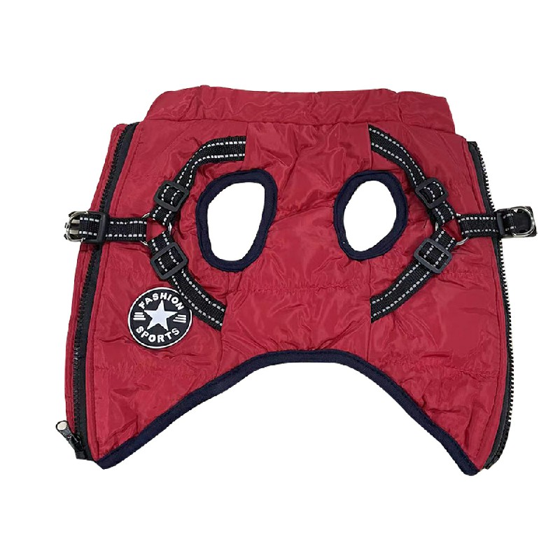 Pet Clothes Autumn Winter Warm Padded Coat Reflective Dog Vest Puppy Jacket with Harness - Purple 4XL