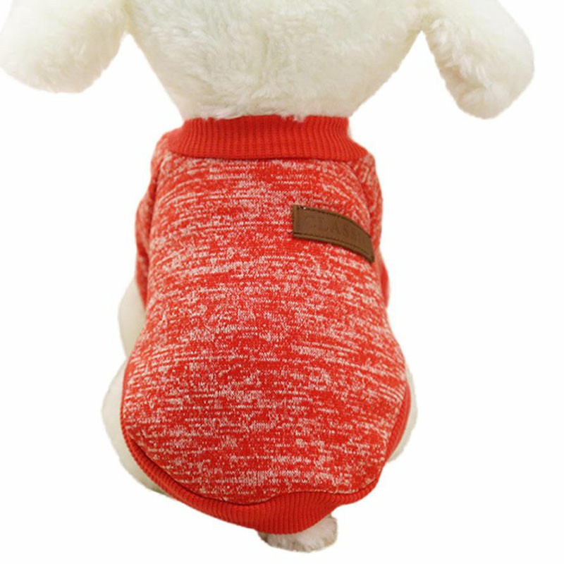 Pet Coat Dog Jacket Winter Clothes Puppy Knitted Sweater Clothing Coat Apparel Size M - Red