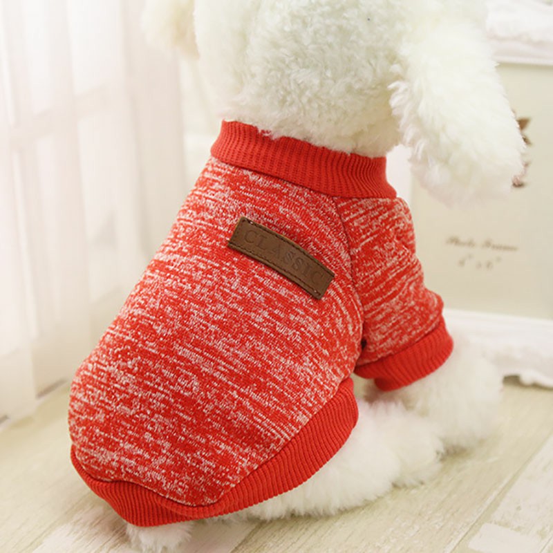 Pet Coat Dog Jacket Winter Clothes Puppy Knitted Sweater Clothing Coat Apparel Size M - Red