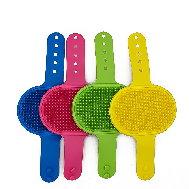 Pet Grooming Brush Cat Dog Detaining Massage Rubber Pad For Long and Short Hair - Black