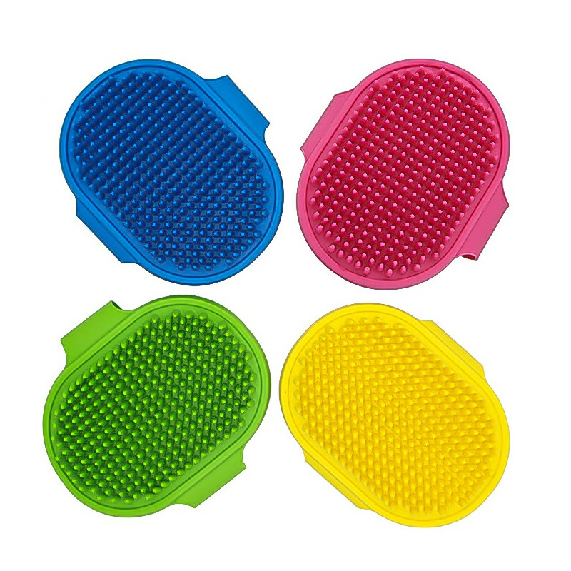 Pet Grooming Brush Cat Dog Detaining Massage Rubber Pad For Long and Short Hair - Black